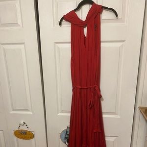 Burgundy red satin dress